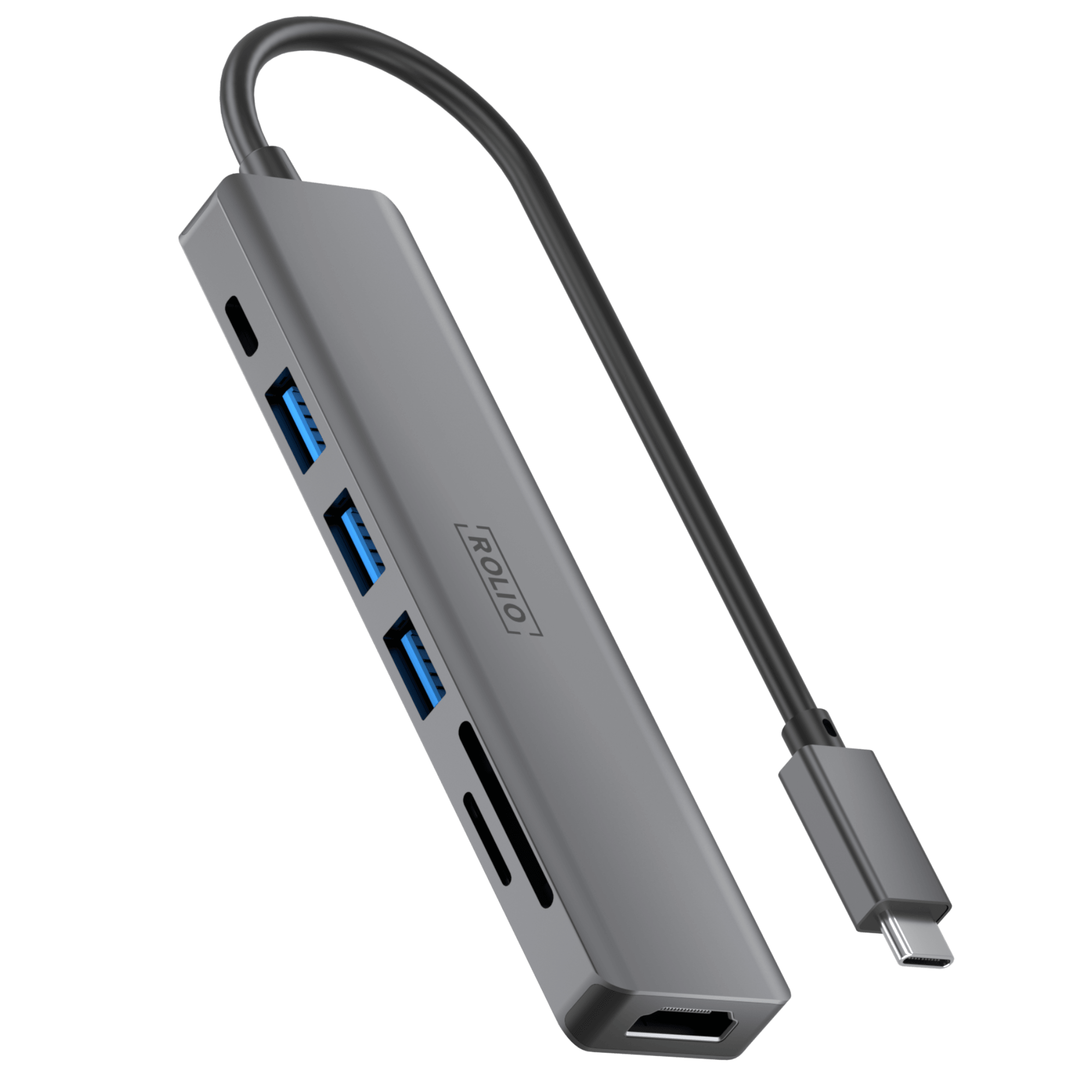 Rolio USB C Hub - 7 in 1 - HDMI - USB-C Charging - SD/TF - 3x USB 3.0