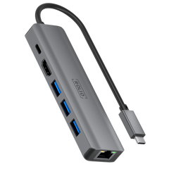 Rolio USB C Hub - 6 in 1 - 1Gbps Ethernet RJ45 - HDMI - USB-C Charging - 3x USB 3.0