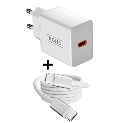 Rolio Oplader 30W - 1x USB-C - Inclusief USB-C kabel 2 meter - Snellader - Rolio