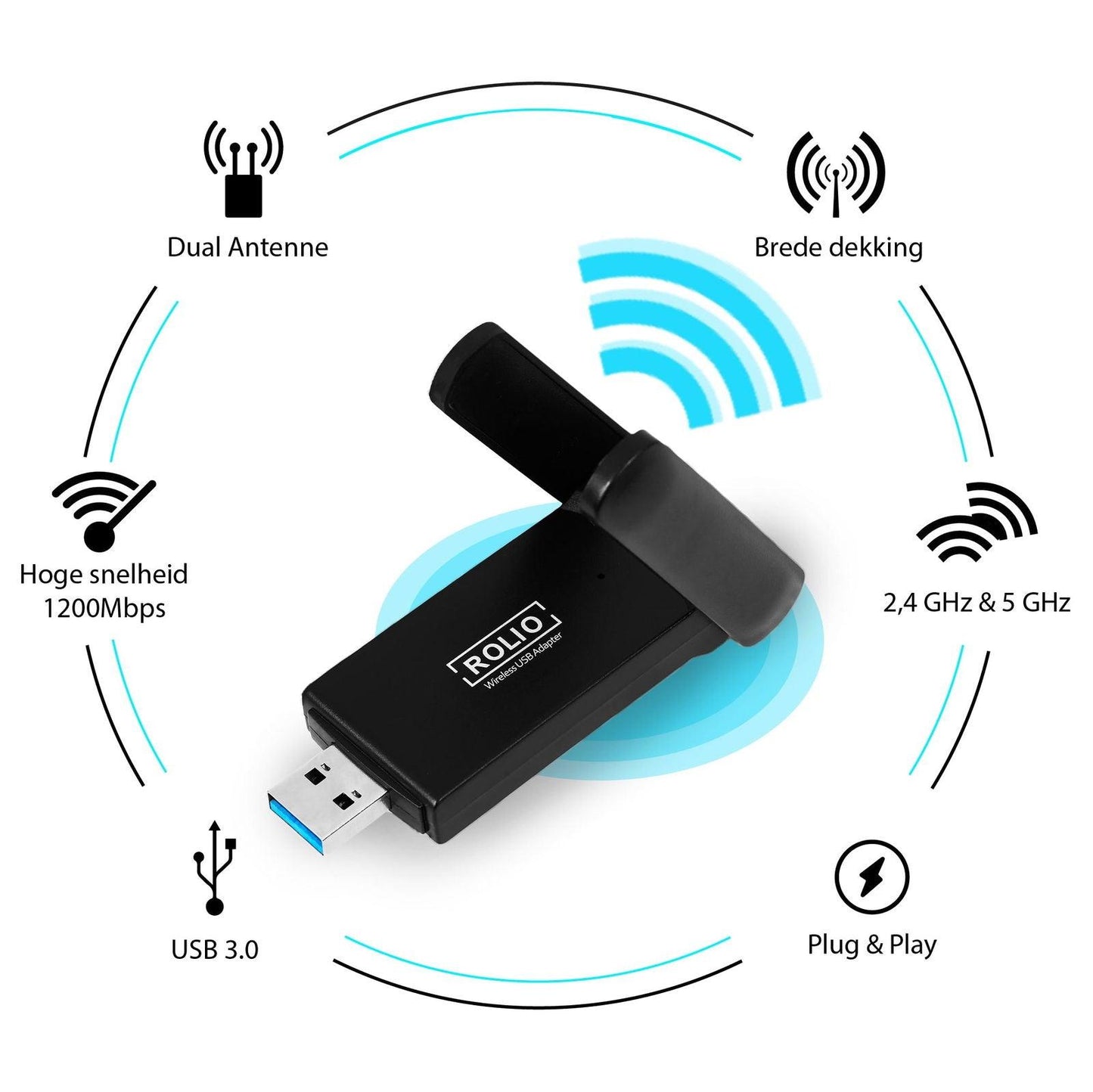 Rolio WiFi Adapter 1200Mbps - Rolio