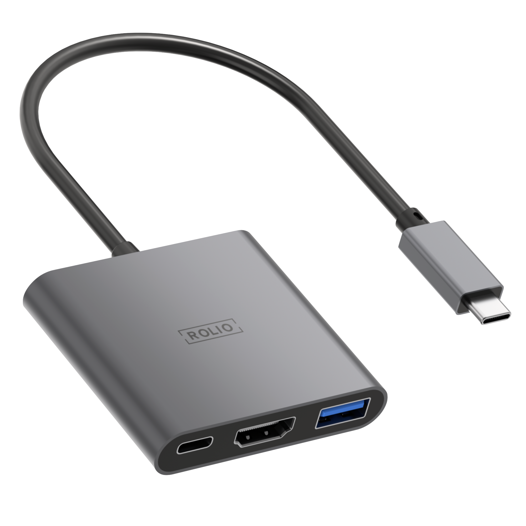 Rolio USB C to HDMI Adapter - 3 in 1 - 4K HDMI - USB 3.0 - USB-C Charging